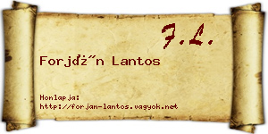 Forján Lantos névjegykártya